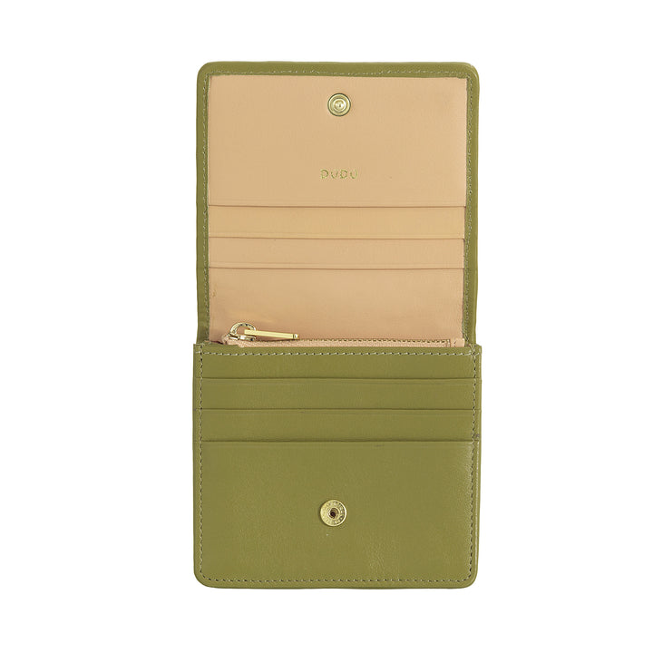 DUDU Portafoglio Piccolo Donna Pelle Intrecciata – Elegante e Compatto con Scomparti per Carte, Tessere, Banconote e Monete – Design Raffinato