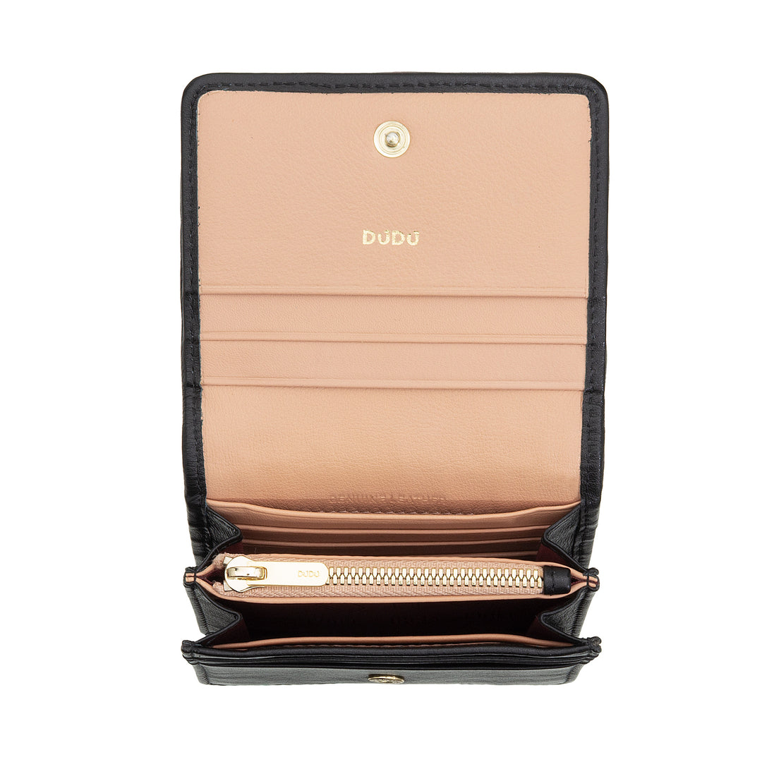 DUDU Portafoglio Piccolo Donna Pelle Intrecciata – Elegante e Compatto con Scomparti per Carte, Tessere, Banconote e Monete – Design Raffinato