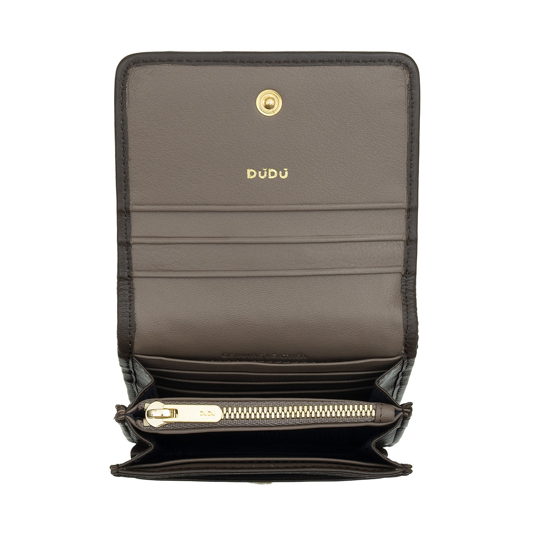 DUDU Portafoglio Piccolo Donna Pelle Intrecciata – Elegante e Compatto con Scomparti per Carte, Tessere, Banconote e Monete – Design Raffinato