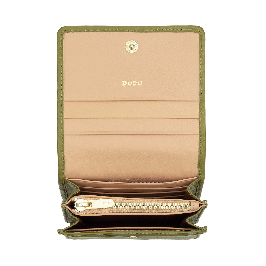 DUDU Portafoglio Piccolo Donna Pelle Intrecciata – Elegante e Compatto con Scomparti per Carte, Tessere, Banconote e Monete – Design Raffinato