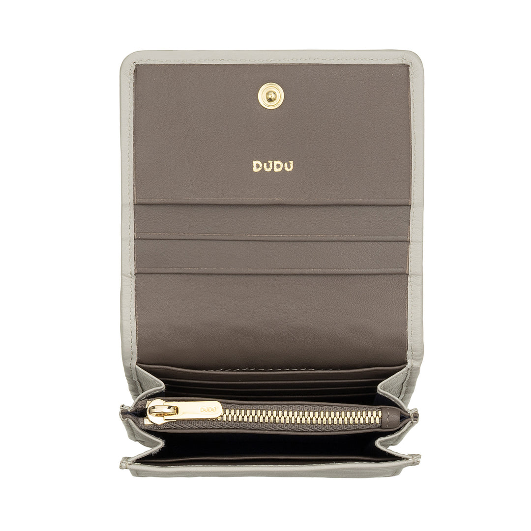 DUDU Portafoglio Piccolo Donna Pelle Intrecciata – Elegante e Compatto con Scomparti per Carte, Tessere, Banconote e Monete – Design Raffinato