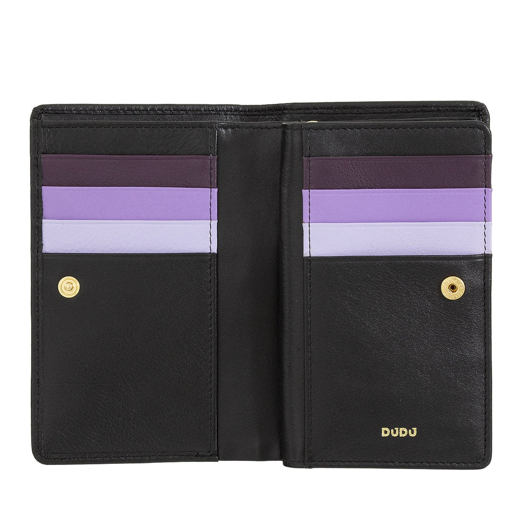 DUDU Bunte RFID-Damenbrieftasche aus mehrfarbigem Leder mit Münzfach mit Reißverschluss, Karten- und Kartenfächern