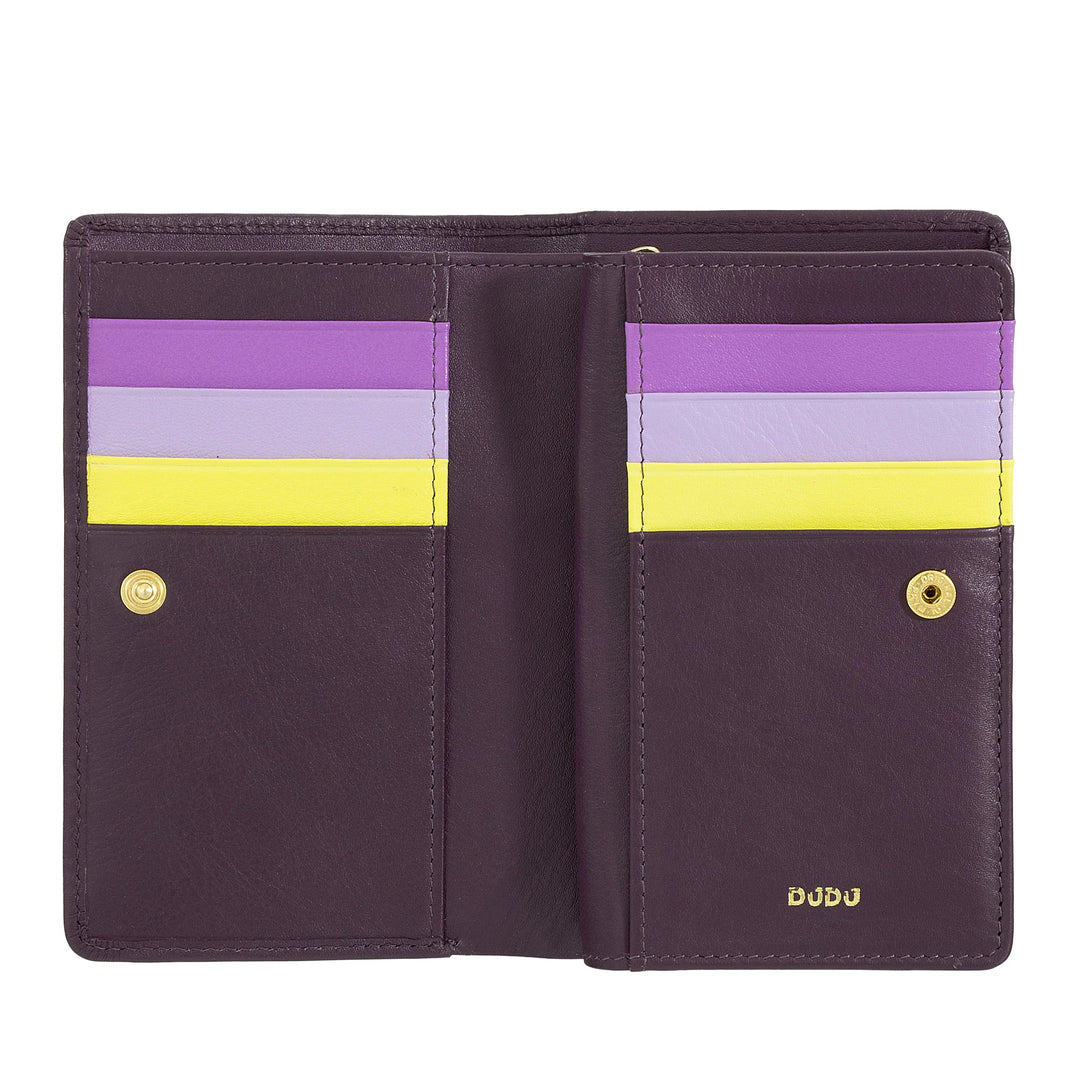 Cartera de Mujer DUDU Colorful RFID en Piel Multicolor con Monedero con Cremallera, Tarjeteros y Tarjeteros
