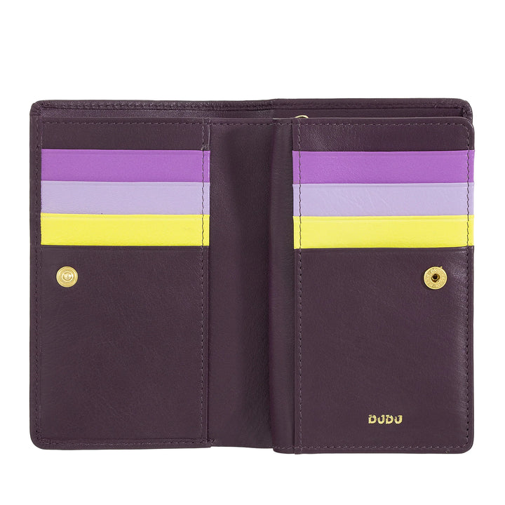 Cartera de Mujer DUDU Colorful RFID en Piel Multicolor con Monedero con Cremallera, Tarjeteros y Tarjeteros