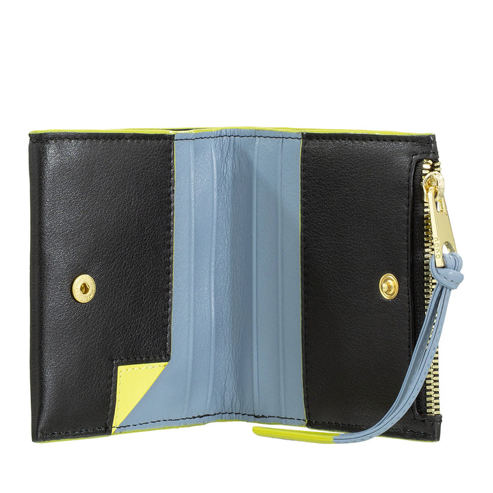DUDU Cartera pequeña de piel para mujer con cremallera - Cartera delgada y compacta con tarjetero, monedero con cremallera y billetes