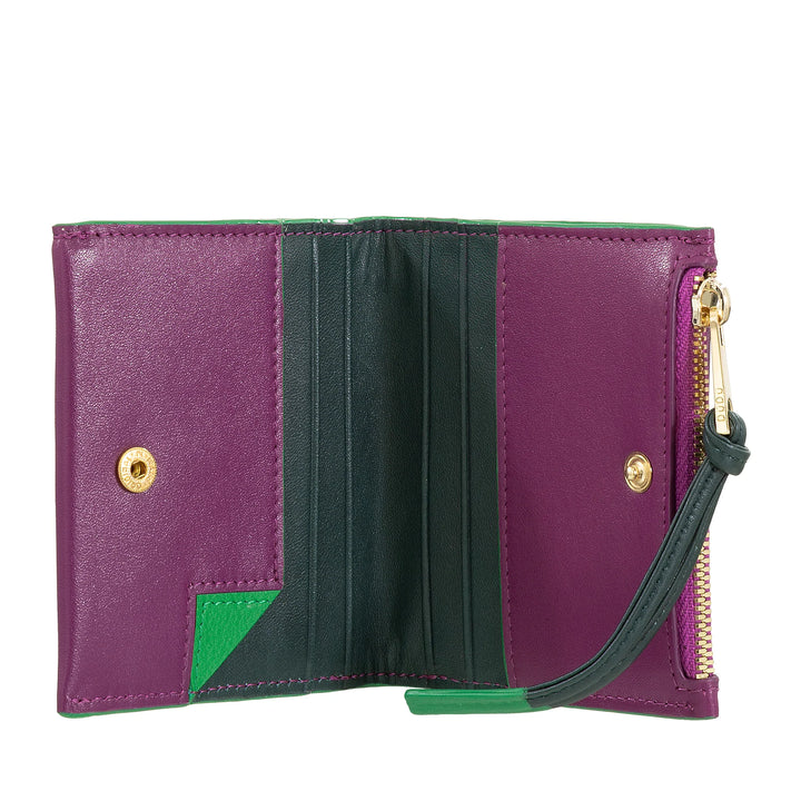 DUDU Cartera pequeña de piel para mujer con cremallera - Cartera delgada y compacta con tarjetero, monedero con cremallera y billetes