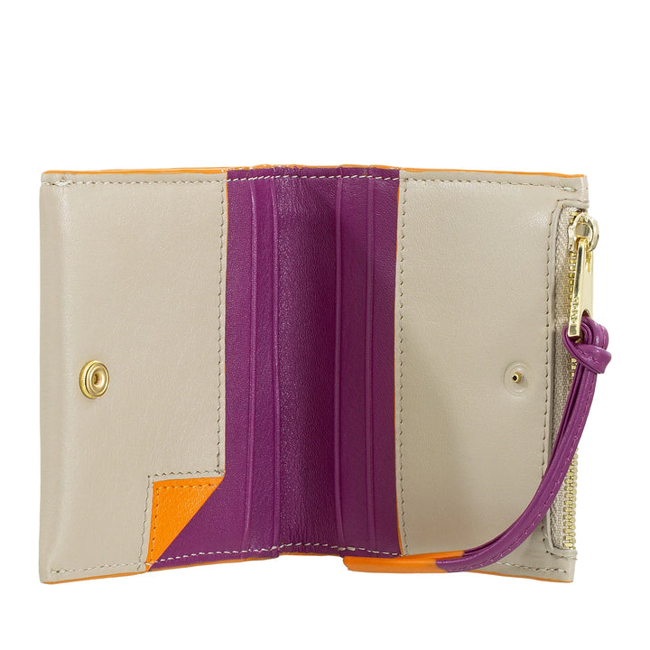 DUDU Cartera pequeña de piel para mujer con cremallera - Cartera delgada y compacta con tarjetero, monedero con cremallera y billetes