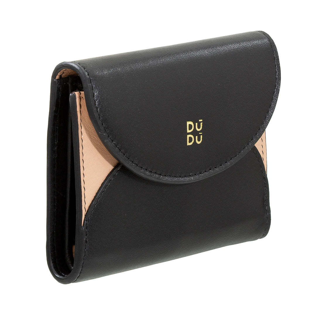DUDU Cartera de mujer pequeña y compacta de piel con tarjetero y monedero - Carteras de mujer de piel auténtica elegantes y espaciosas