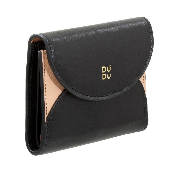 DUDU Cartera de mujer pequeña y compacta de piel con tarjetero y monedero - Carteras de mujer de piel auténtica elegantes y espaciosas