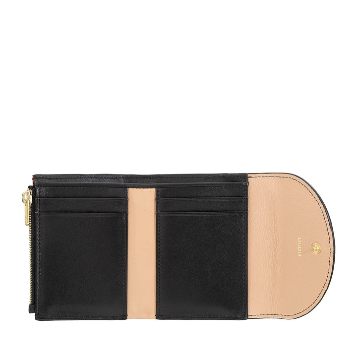DUDU Cartera de mujer pequeña y compacta de piel con tarjetero y monedero - Carteras de mujer de piel auténtica elegantes y espaciosas