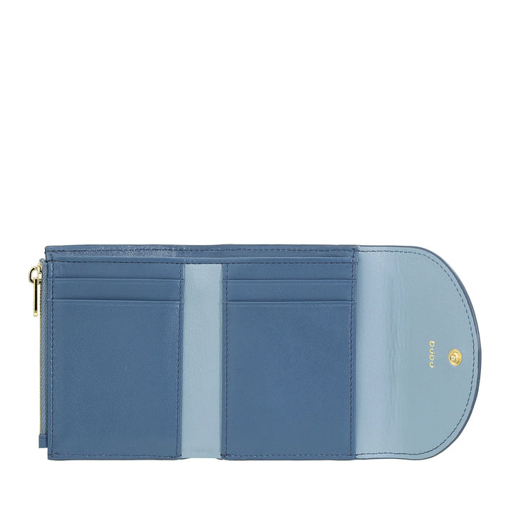 DUDU Cartera de mujer pequeña y compacta de piel con tarjetero y monedero - Carteras de mujer de piel auténtica elegantes y espaciosas