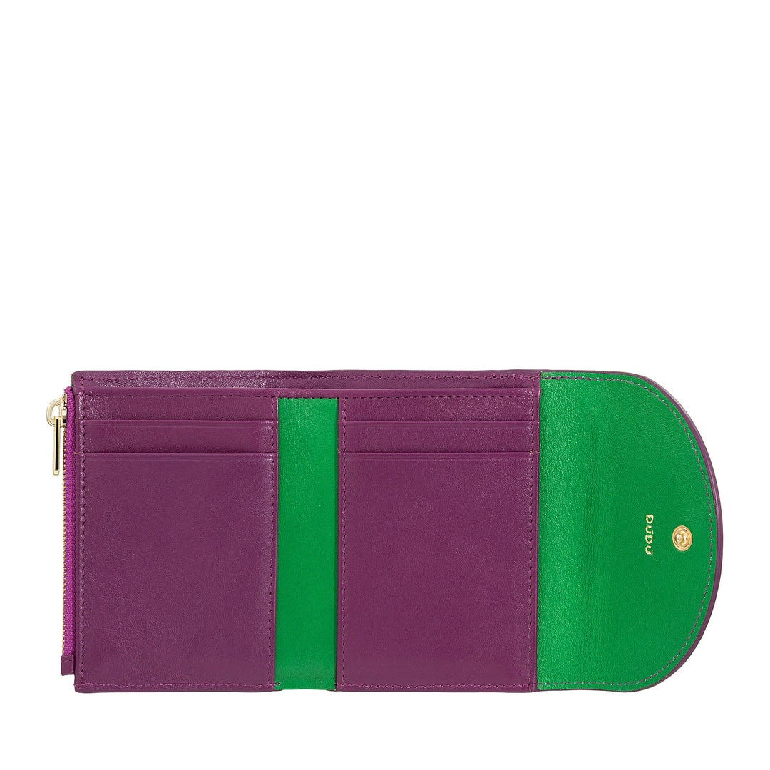 DUDU Cartera de mujer pequeña y compacta de piel con tarjetero y monedero - Carteras de mujer de piel auténtica elegantes y espaciosas