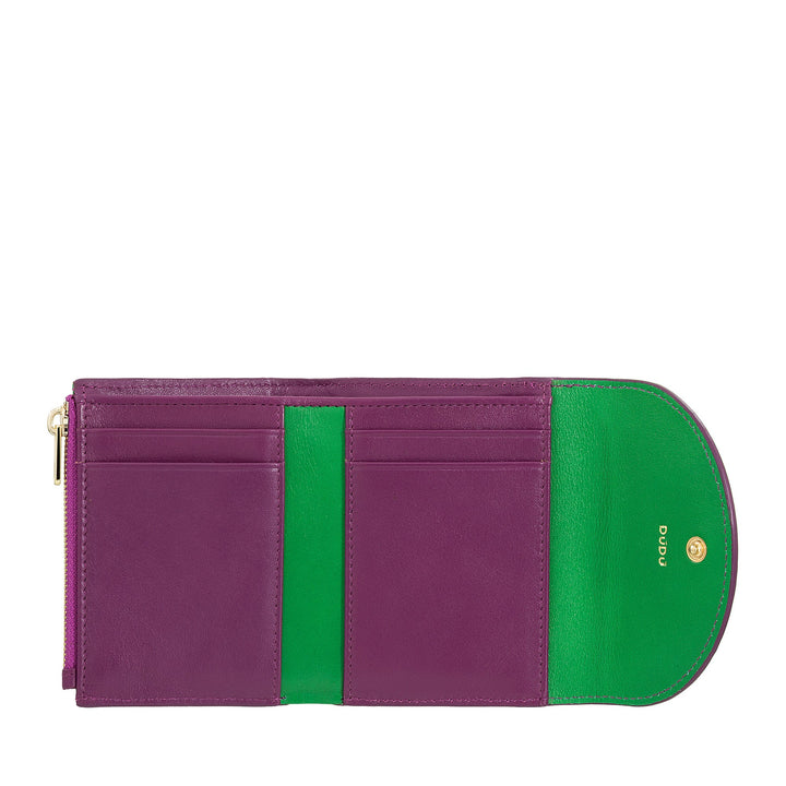 DUDU Cartera de mujer pequeña y compacta de piel con tarjetero y monedero - Carteras de mujer de piel auténtica elegantes y espaciosas