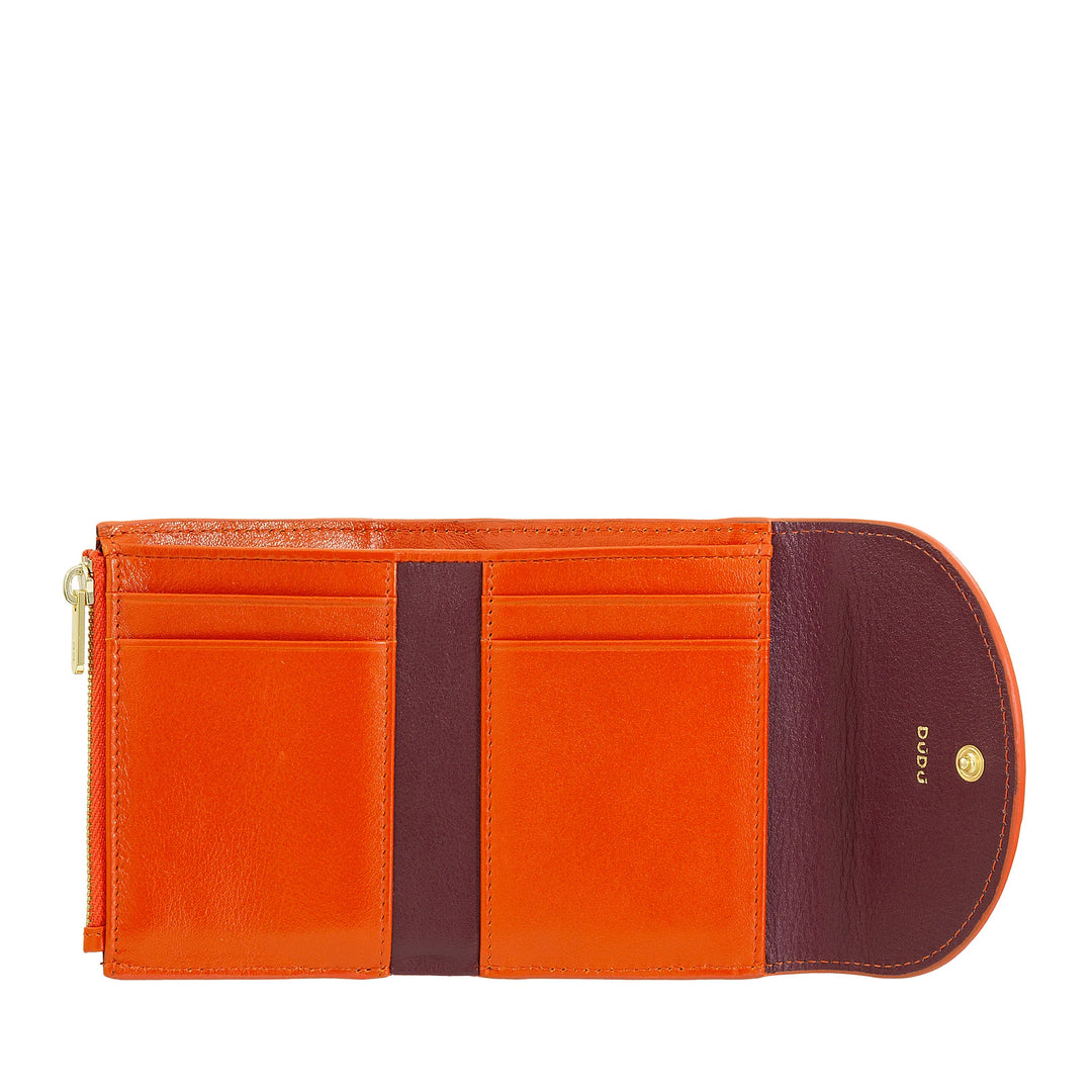 DUDU Cartera de mujer pequeña y compacta de piel con tarjetero y monedero - Carteras de mujer de piel auténtica elegantes y espaciosas
