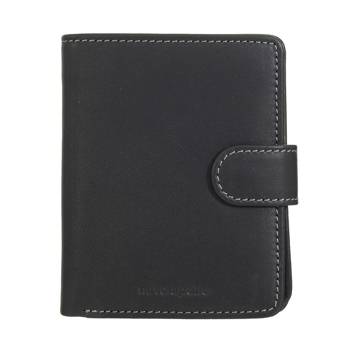 Nuvola leather wallet small leather woman - elegant and compact with zip holder, cards and banknotes, closure with tongue button