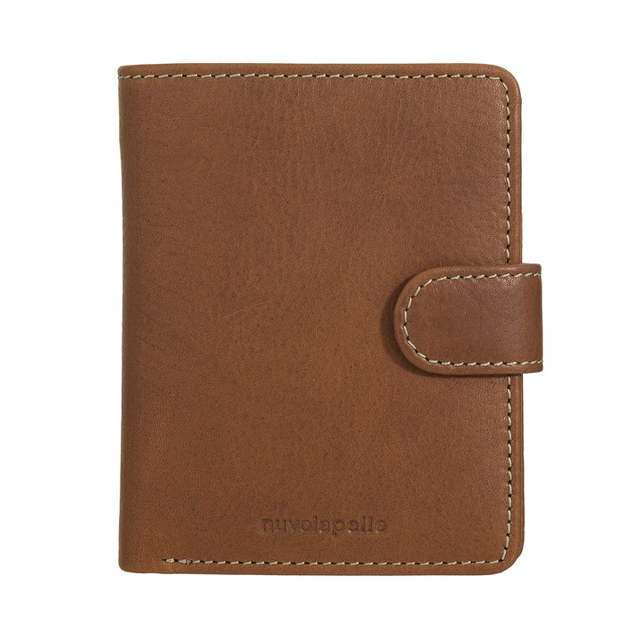 Nuvola leather wallet small leather woman - elegant and compact with zip holder, cards and banknotes, closure with tongue button
