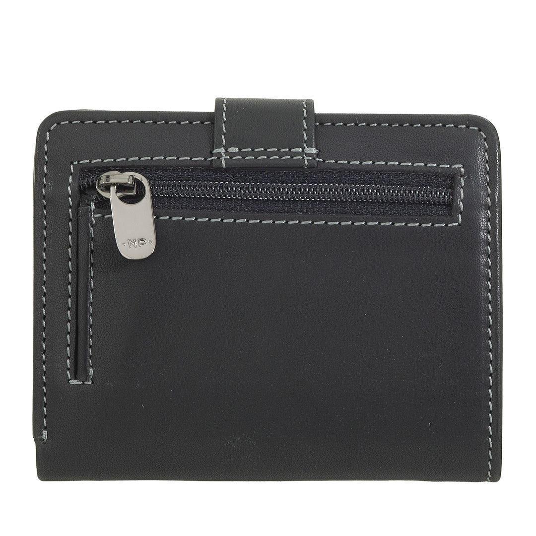 Nuvola leather wallet small leather woman - elegant and compact with zip holder, cards and banknotes, closure with tongue button