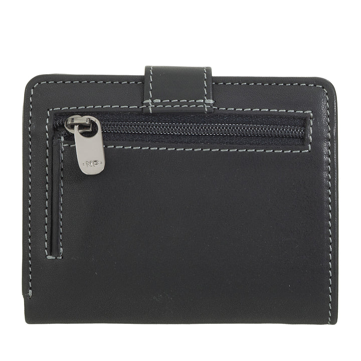 Nuvola leather wallet small leather woman - elegant and compact with zip holder, cards and banknotes, closure with tongue button