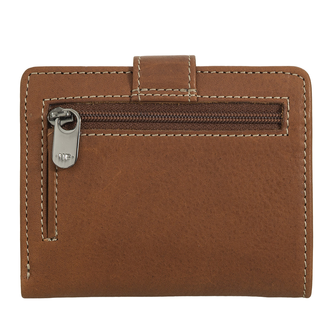 Nuvola leather wallet small leather woman - elegant and compact with zip holder, cards and banknotes, closure with tongue button