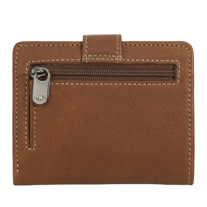 Nuvola leather wallet small leather woman - elegant and compact with zip holder, cards and banknotes, closure with tongue button