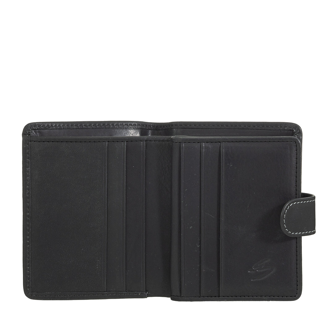 Nuvola leather wallet small leather woman - elegant and compact with zip holder, cards and banknotes, closure with tongue button