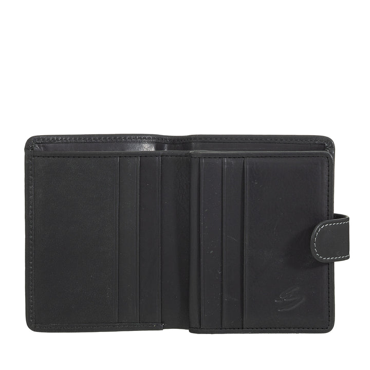 Nuvola leather wallet small leather woman - elegant and compact with zip holder, cards and banknotes, closure with tongue button