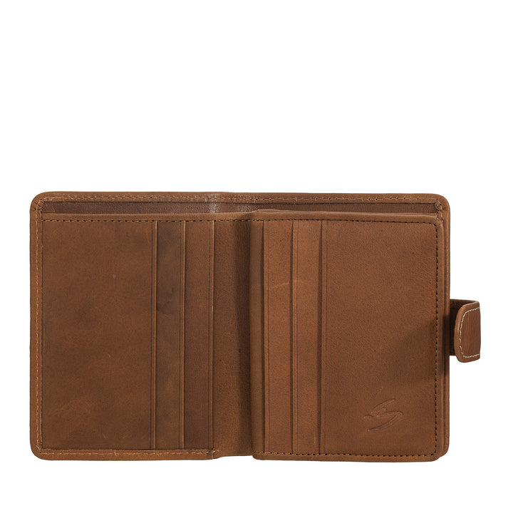 Nuvola leather wallet small leather woman - elegant and compact with zip holder, cards and banknotes, closure with tongue button