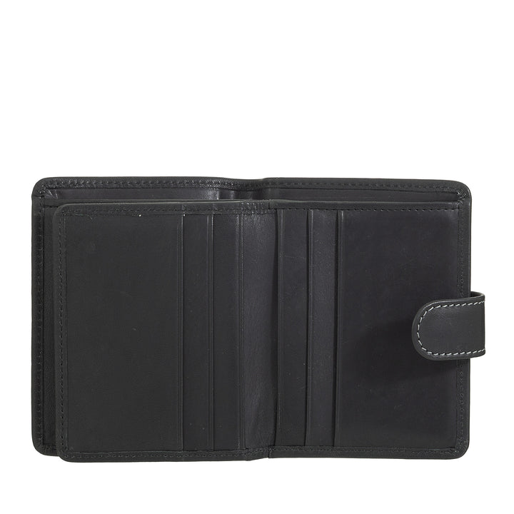 Nuvola leather wallet small leather woman - elegant and compact with zip holder, cards and banknotes, closure with tongue button
