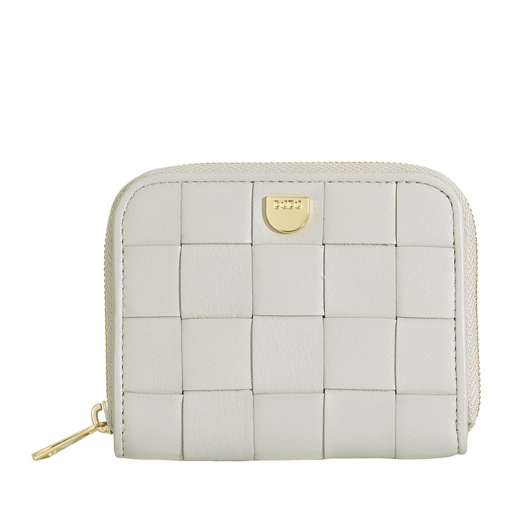 DUDU Portafoglio Donna Piccolo in Pelle Intrecciata Zip Around – Elegante e Compatto, Porta Carte, Portamonete e Banconote con Cerniera