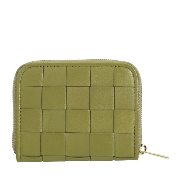 DUDU Portafoglio Donna Piccolo in Pelle Intrecciata Zip Around – Elegante e Compatto, Porta Carte, Portamonete e Banconote con Cerniera