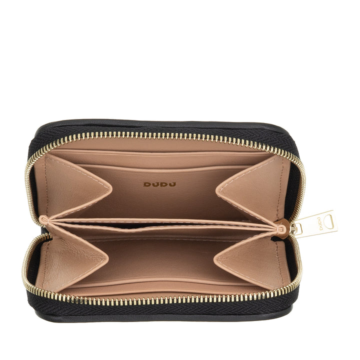 DUDU Portafoglio Donna Piccolo in Pelle Intrecciata Zip Around – Elegante e Compatto, Porta Carte, Portamonete e Banconote con Cerniera