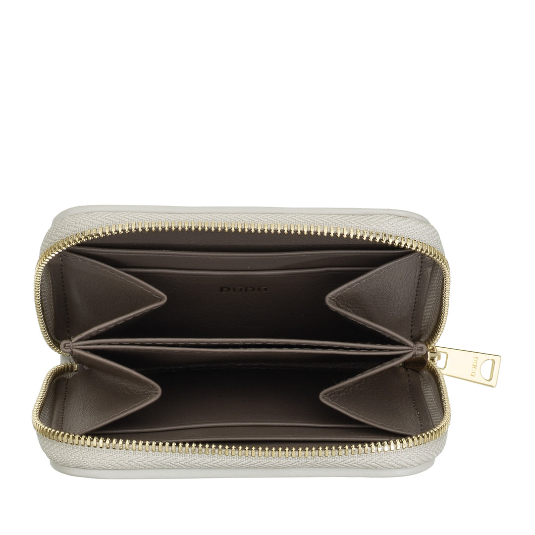 DUDU Portafoglio Donna Piccolo in Pelle Intrecciata Zip Around – Elegante e Compatto, Porta Carte, Portamonete e Banconote con Cerniera