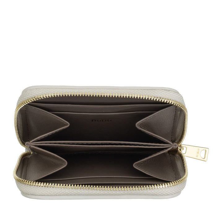 DUDU Portafoglio Donna Piccolo in Pelle Intrecciata Zip Around – Elegante e Compatto, Porta Carte, Portamonete e Banconote con Cerniera