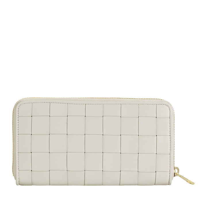 Carteira feminina DUDU em couro tecido genuíno com zíper, elegante e espaçosa – porta-cartões, notas e moedas, carteira tecida com zíper completo