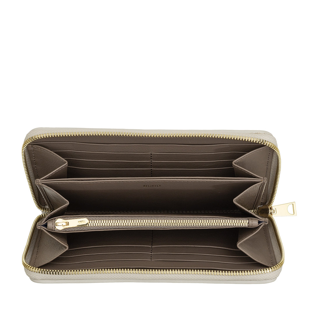 Carteira feminina DUDU em couro tecido genuíno com zíper, elegante e espaçosa – porta-cartões, notas e moedas, carteira tecida com zíper completo