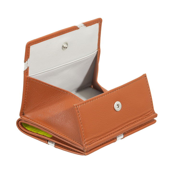 DUDU UNISEX -Portfolio in echtem Leder - BiFolf mit Knopfverschluss und externer Tür -Toor - Design, inspiriert von den Tennisplatzturnieren