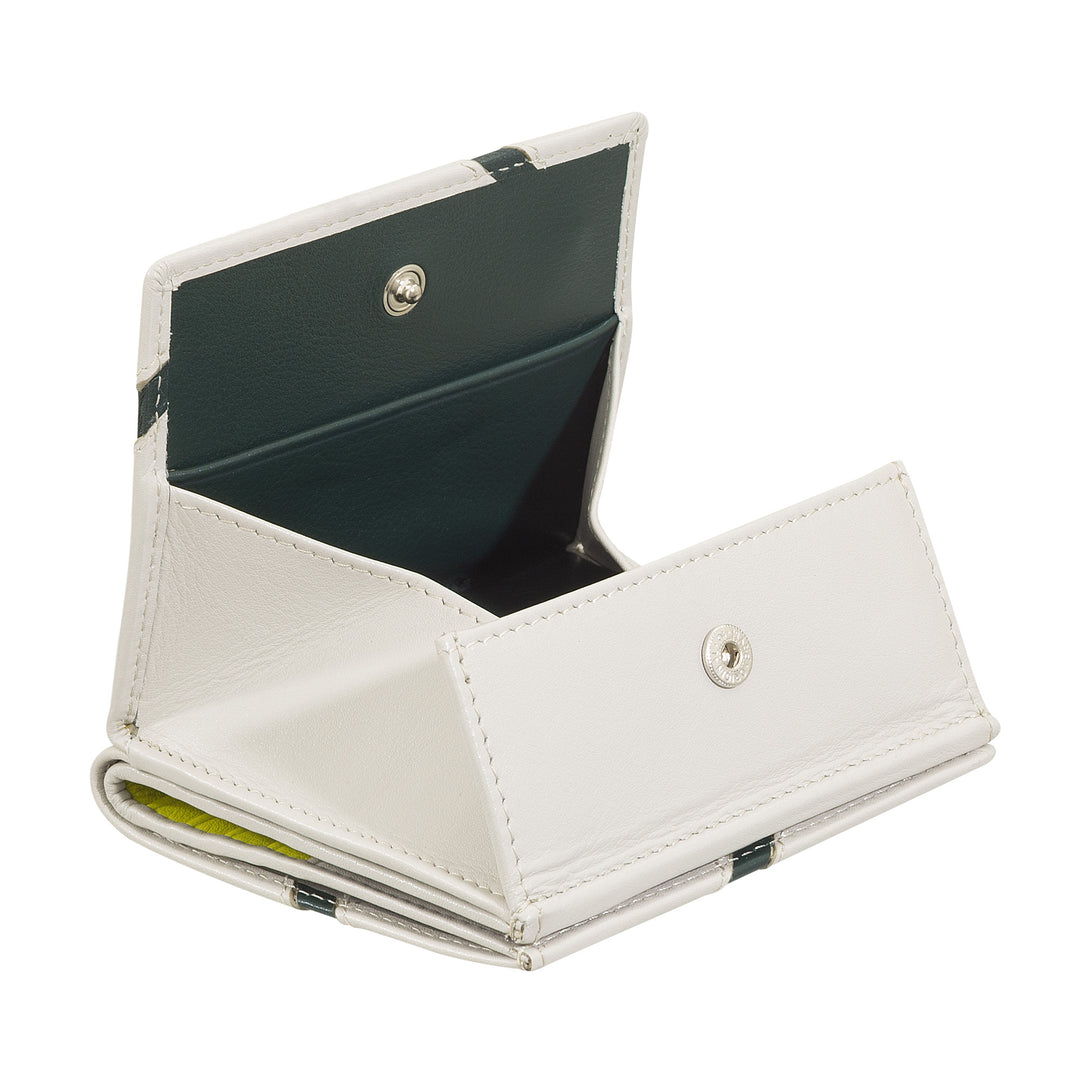 Dudu Unisex Portfolio in Real Leather - Bifold con cierre de botones y puerta externa -puro - Diseño inspirado en los torneos de la cancha de tenis