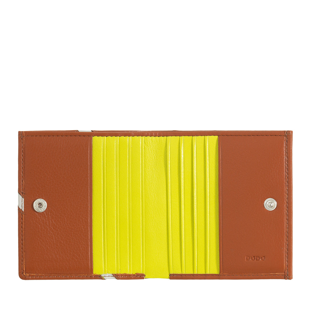 DUDU UNISEX -Portfolio in echtem Leder - BiFolf mit Knopfverschluss und externer Tür -Toor - Design, inspiriert von den Tennisplatzturnieren