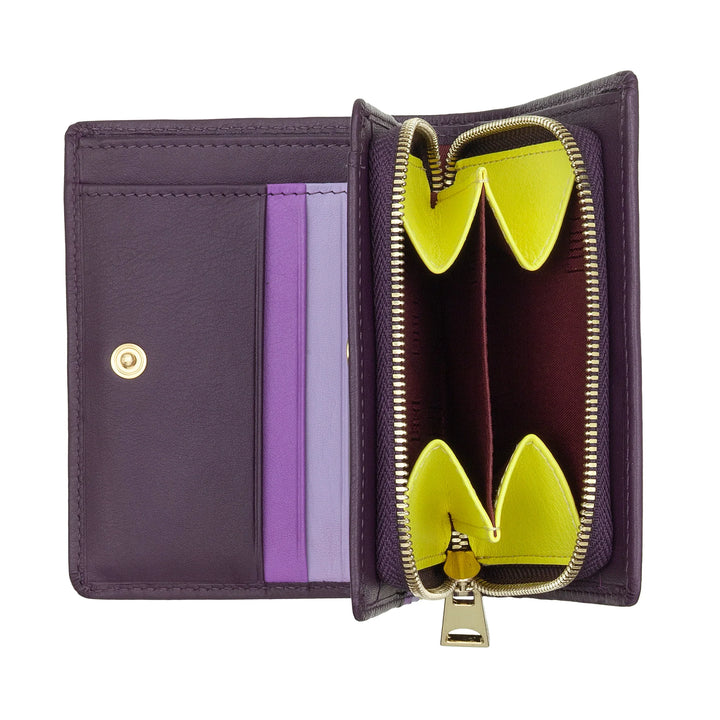DUDU Cartera Pequeña de Mujer en Piel de Colores Tarjetero y Tarjetero con Cremallera y Botón Monedero