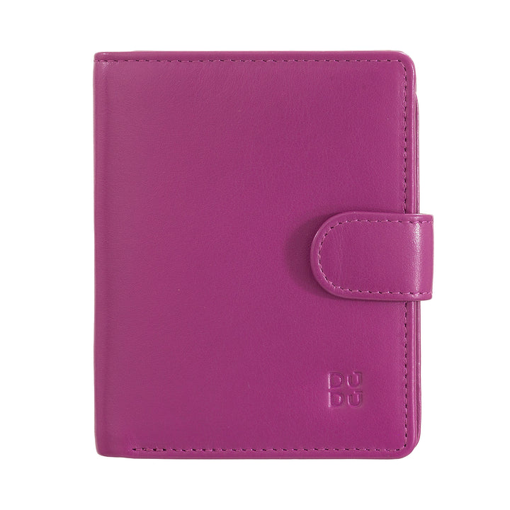 Dudu dames portemonnee in Vera Little Leather Leather RFID -leer met Crescete scharnierdeur banknoten, externe sluiting