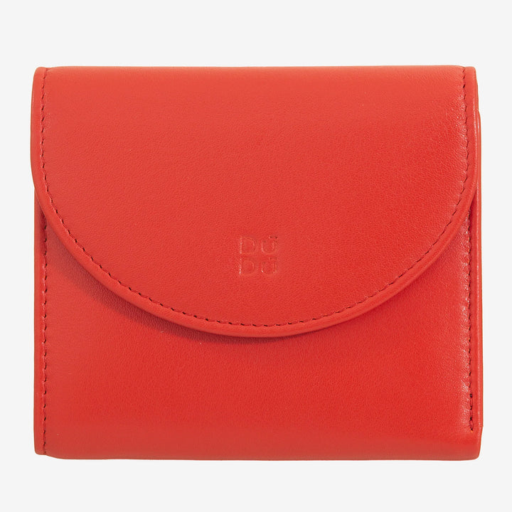 Μικρό γυναικείο πορτοφόλι DUDU από μαλακό γνήσιο δέρμα, τσέπες για κάρτες, θήκη για χαρτονομίσματα, πίσω φερμουάρ για κέρματα, πορτοφόλια RFID με κλείσιμο με έγχρωμο κουμπί