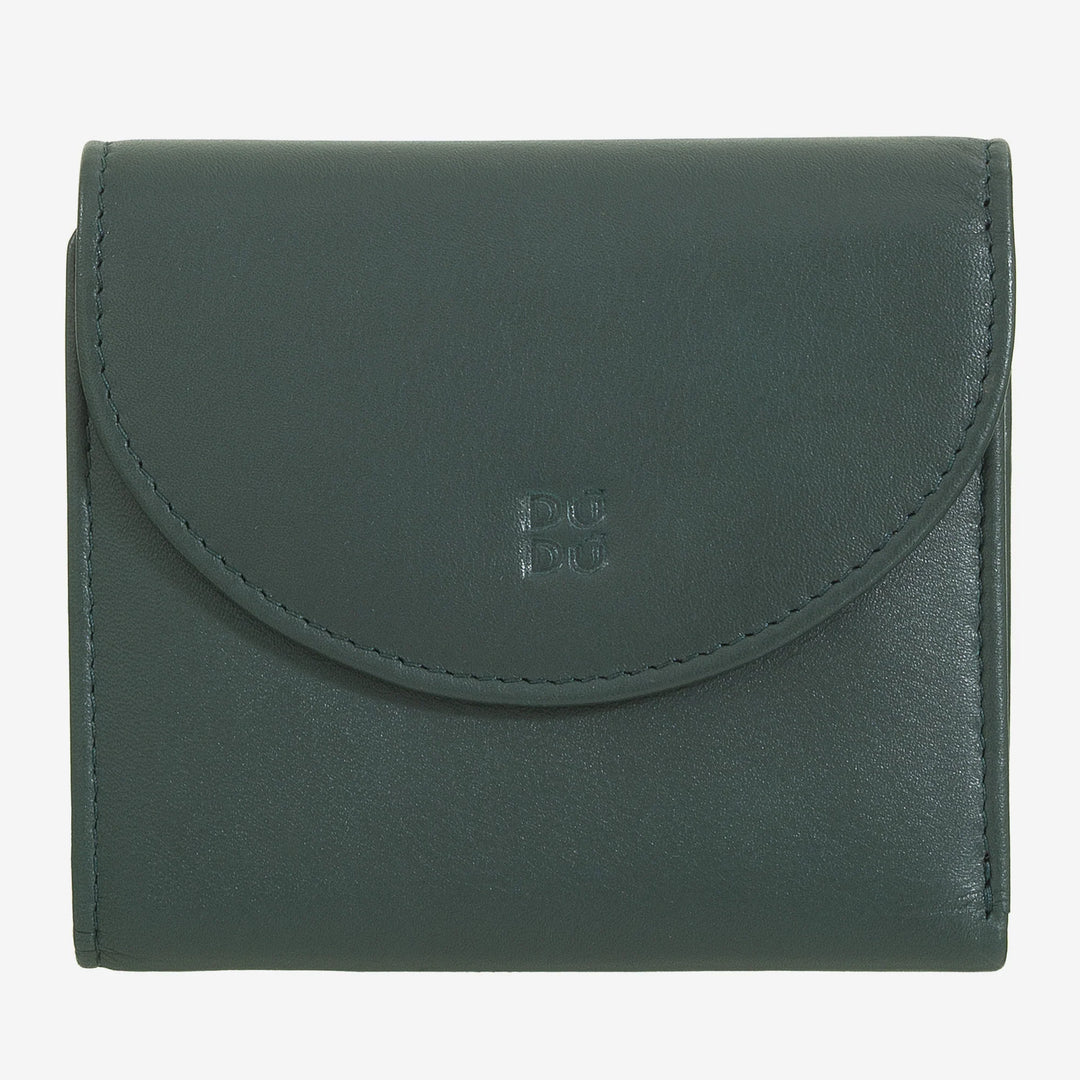 Μικρό γυναικείο πορτοφόλι DUDU από μαλακό γνήσιο δέρμα, τσέπες για κάρτες, θήκη για χαρτονομίσματα, πίσω φερμουάρ για κέρματα, πορτοφόλια RFID με κλείσιμο με έγχρωμο κουμπί