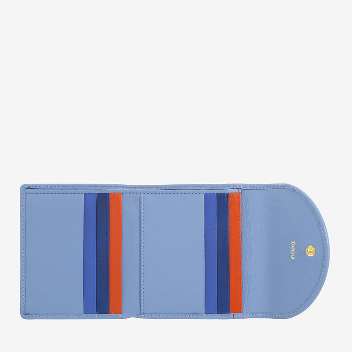 Μικρό γυναικείο πορτοφόλι DUDU από μαλακό γνήσιο δέρμα, τσέπες για κάρτες, θήκη για χαρτονομίσματα, πίσω φερμουάρ για κέρματα, πορτοφόλια RFID με κλείσιμο με έγχρωμο κουμπί