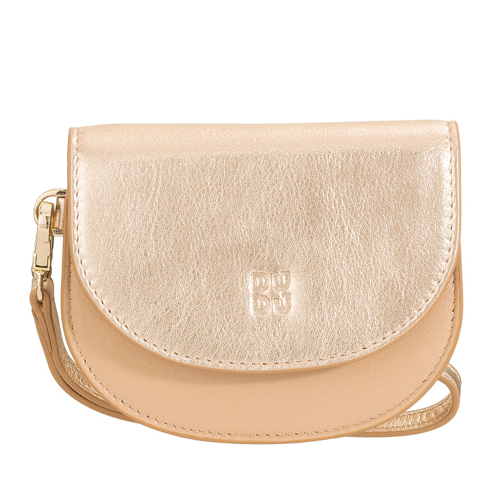 DUDU Women's Leather Wrist Wallet, Small Colorful Wallet Coin Banknote Card Holder with Lanyard