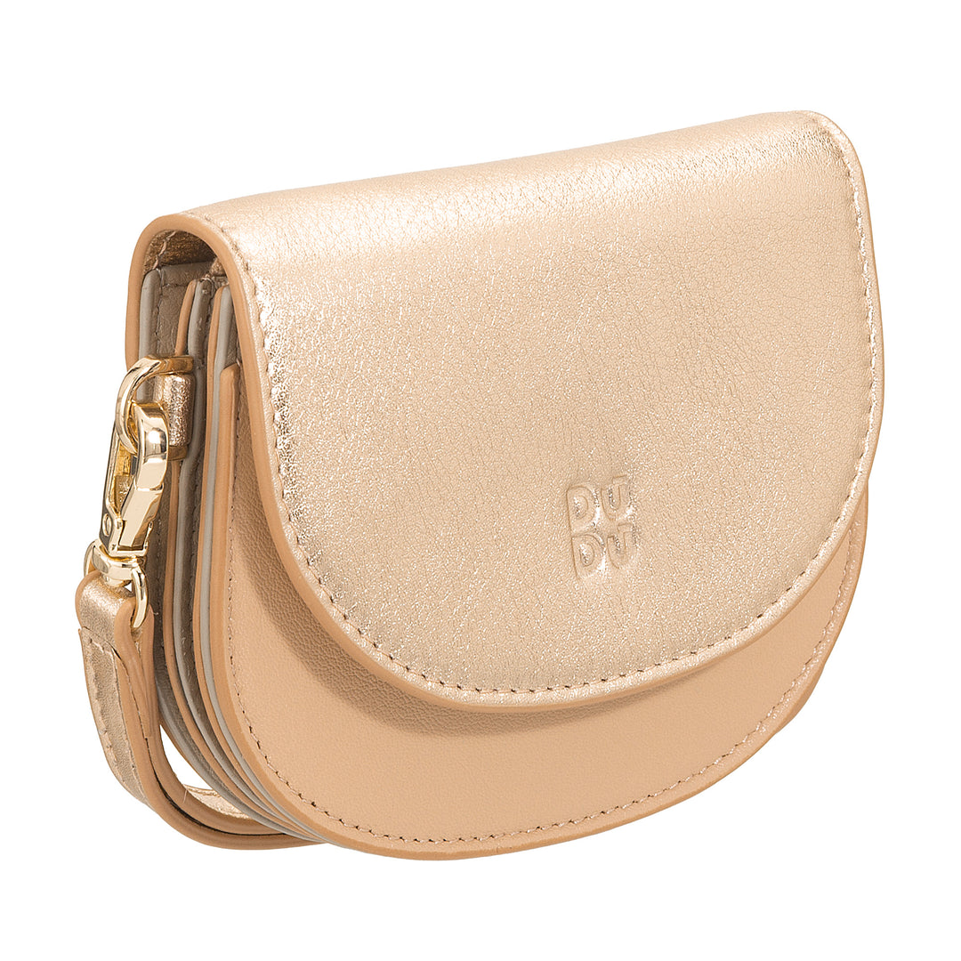 DUDU Women's Leather Wrist Wallet, Small Colorful Wallet Coin Banknote Card Holder with Lanyard