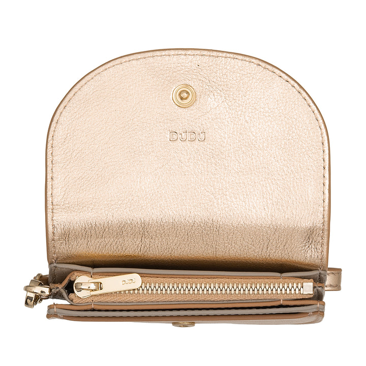 DUDU Women's Leather Wrist Wallet, Small Colorful Wallet Coin Banknote Card Holder with Lanyard