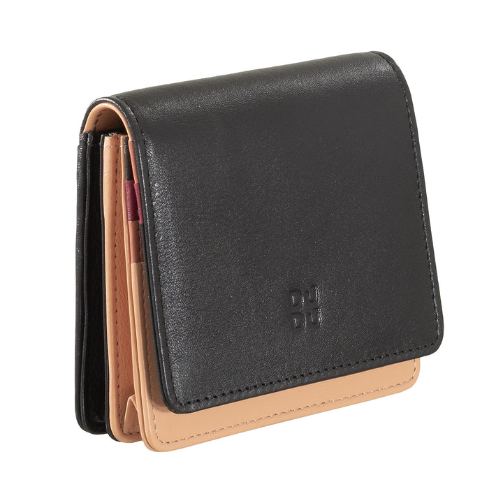 DuDu Portefeuille pour femme en cuir RFID coloré ultra-compact avec fermeture à glissière intérieure et porte-cartes à 8 cartes