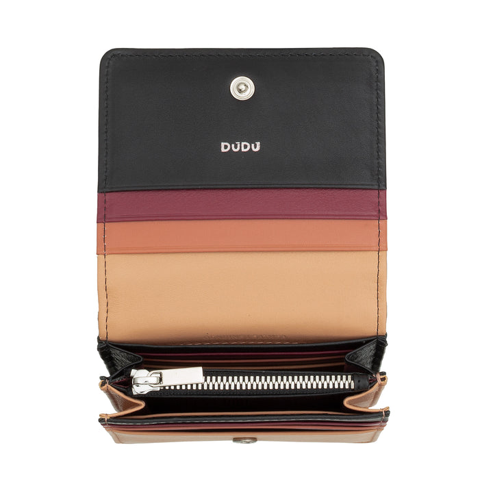 DuDu Small Women's Wallet in Skop Leather Ultra Compact Colored RFID med interne lynlås og 8 kortkortindehavere