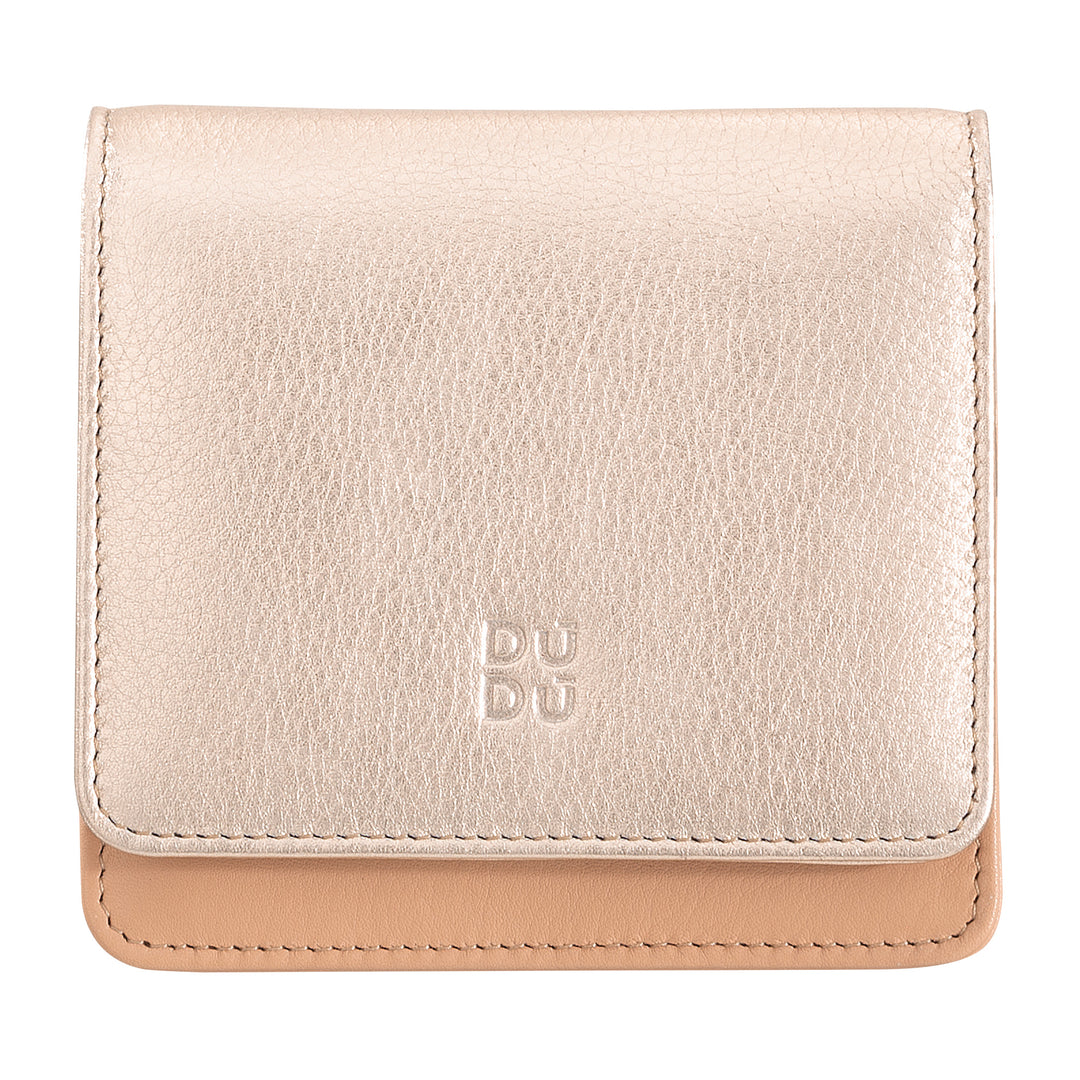 DUDU Kleine, ultrakompakte, farbenfrohe Damenbrieftasche aus Leder mit RFID-Schutz, Innenreißverschluss und 8 Kartenfächern