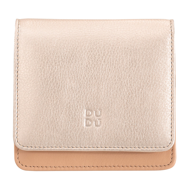 DUDU Kleine, ultrakompakte, farbenfrohe Damenbrieftasche aus Leder mit RFID-Schutz, Innenreißverschluss und 8 Kartenfächern